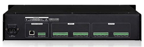 AMIX-0808 數位音頻矩陣處理器後面板